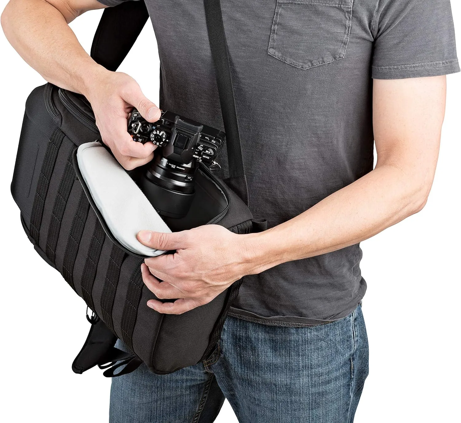 Lowepro ProTactic 350 AW II Modular Backpack with Recycled Material, Camera Bag for Professional Use, Insert for MacBook Laptop Up to 13 Inch, Backpack for Professional Cameras and Drones LP37176-GRL