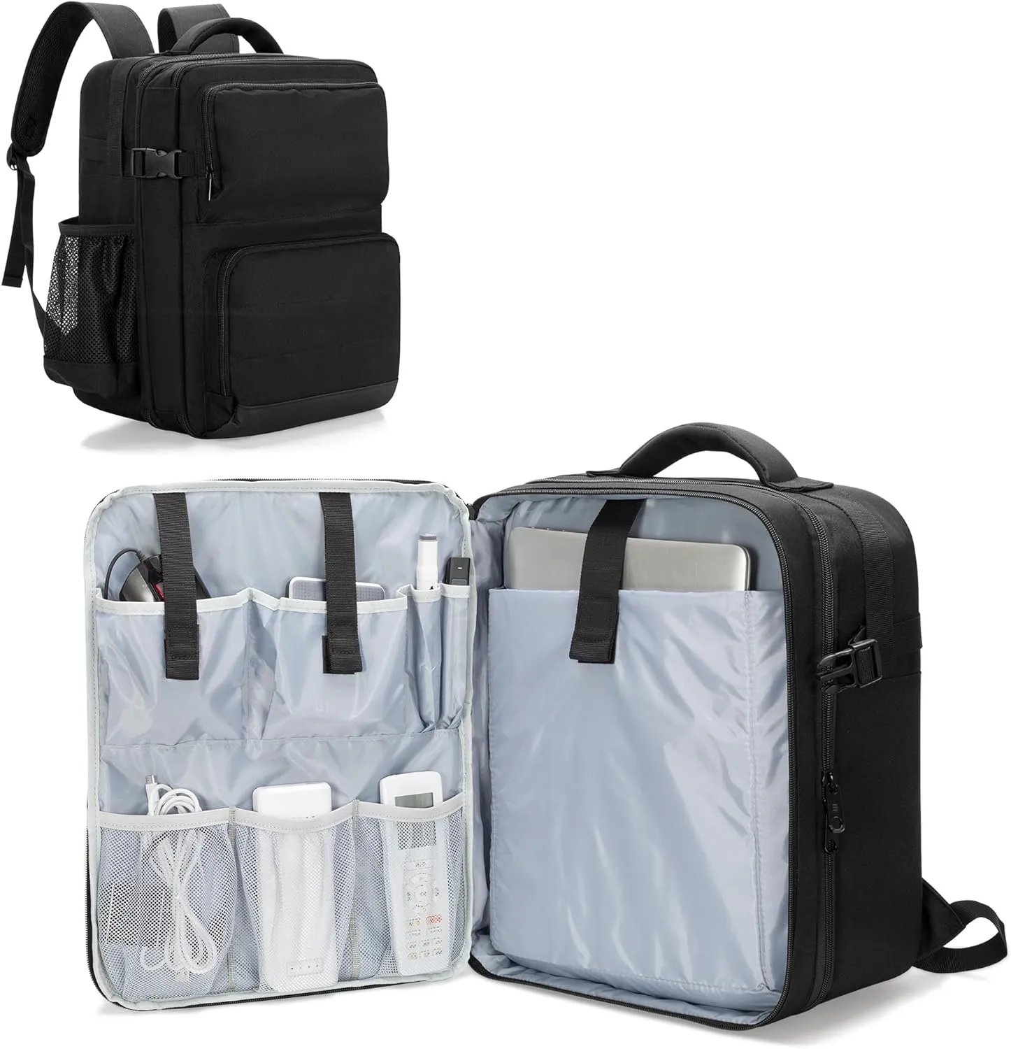 LUXJA Projector Backpack with 15.6 Inch Laptop Sleeve, Projector Bag with 2 Large Compartments (Compatible with Most Major Projectors), Black