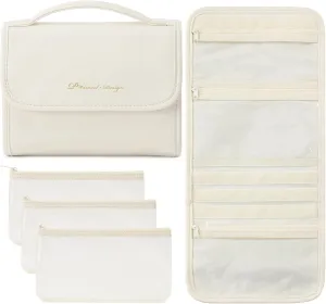Lychii 6-in-1 Roll-up Makeup Bag with 3 Detachable PVC Zip Pouches, Clear TSA Approved Travel Toiletry Bag Organizer for Cosmetics, First Aid, Medicine, Personal Care, Hair Care, Palette/Brushes