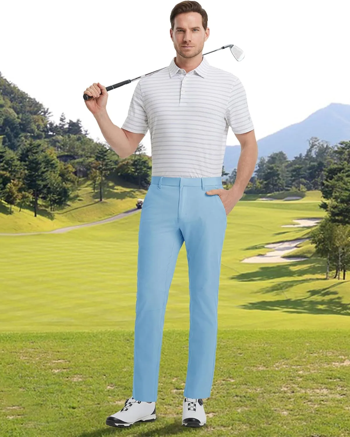 M MAELREG Golf Pants Men Stretch Lightweight 5 Pockets - 30"/32"/34" Water-Resistant Casual Trousers Mens Dress Pants