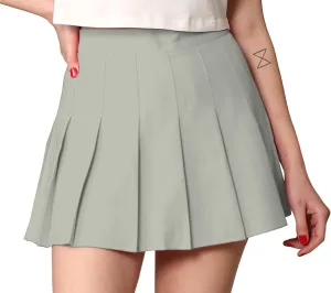 Made By Johnny Womens' Girls' High Waist Mini Plaid School Uniform Pleated Skater Tennis Skirt with Lining Shorts