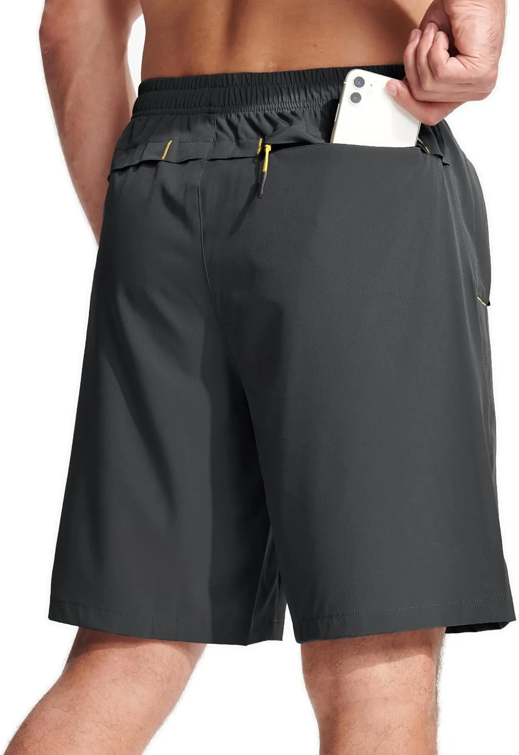 MAGCOMSEN Men's Athletic Running Shorts 9" Quick Dry Lightweight Sport Workout Hiking Gym Shorts with Zipper Pockets