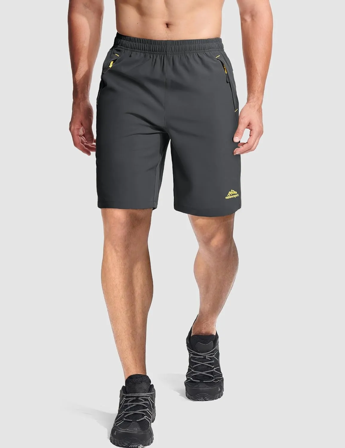 MAGCOMSEN Men's Athletic Running Shorts 9" Quick Dry Lightweight Sport Workout Hiking Gym Shorts with Zipper Pockets