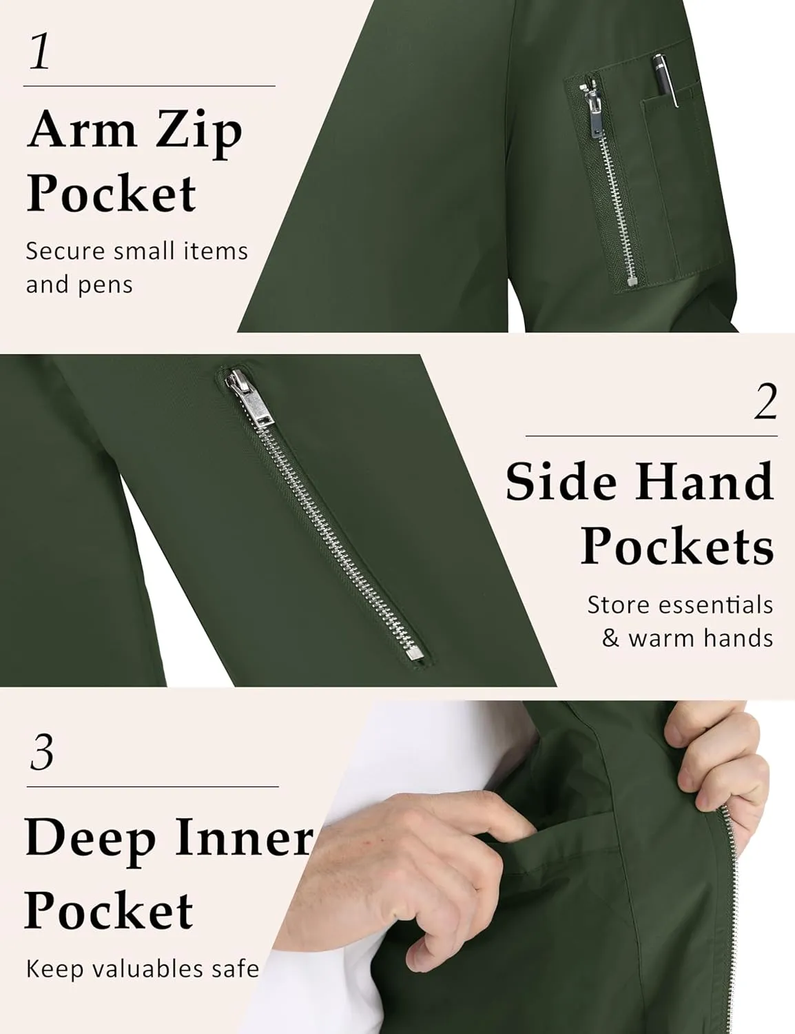 MAGCOMSEN Men's Bomber Jacket Lightweight Casual Windbreaker Spring Fall Zip Up Coat with 5 Pocket