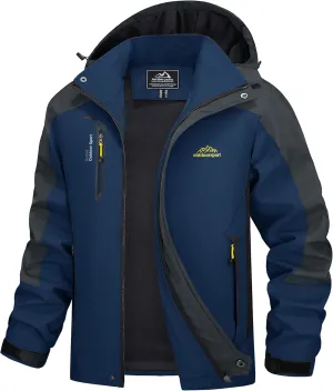 MAGCOMSEN Men's Waterproof Rain Jacket with Hood Windbreaker 4 Pockets Raincoat for Hiking Camping Fishing Travel