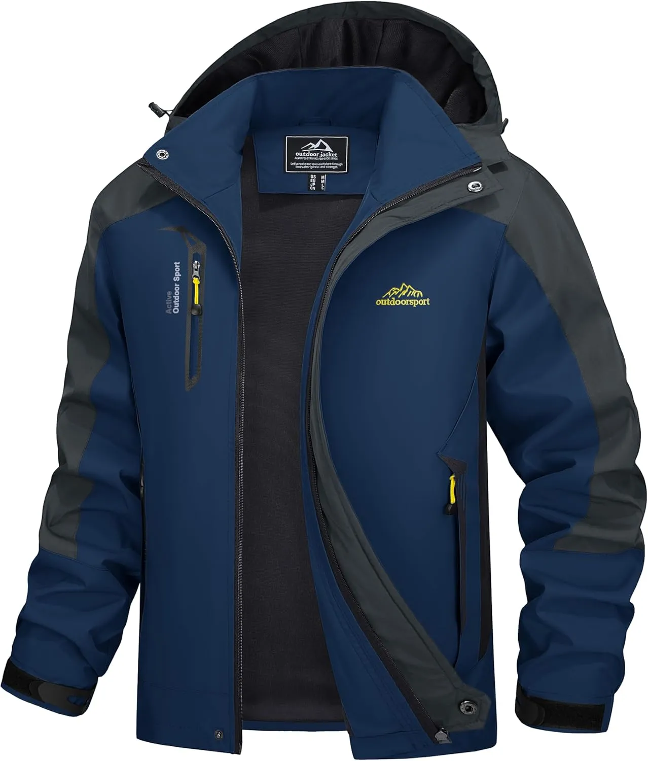 MAGCOMSEN Men's Waterproof Rain Jacket with Hood Windbreaker 4 Pockets Raincoat for Hiking Camping Fishing Travel
