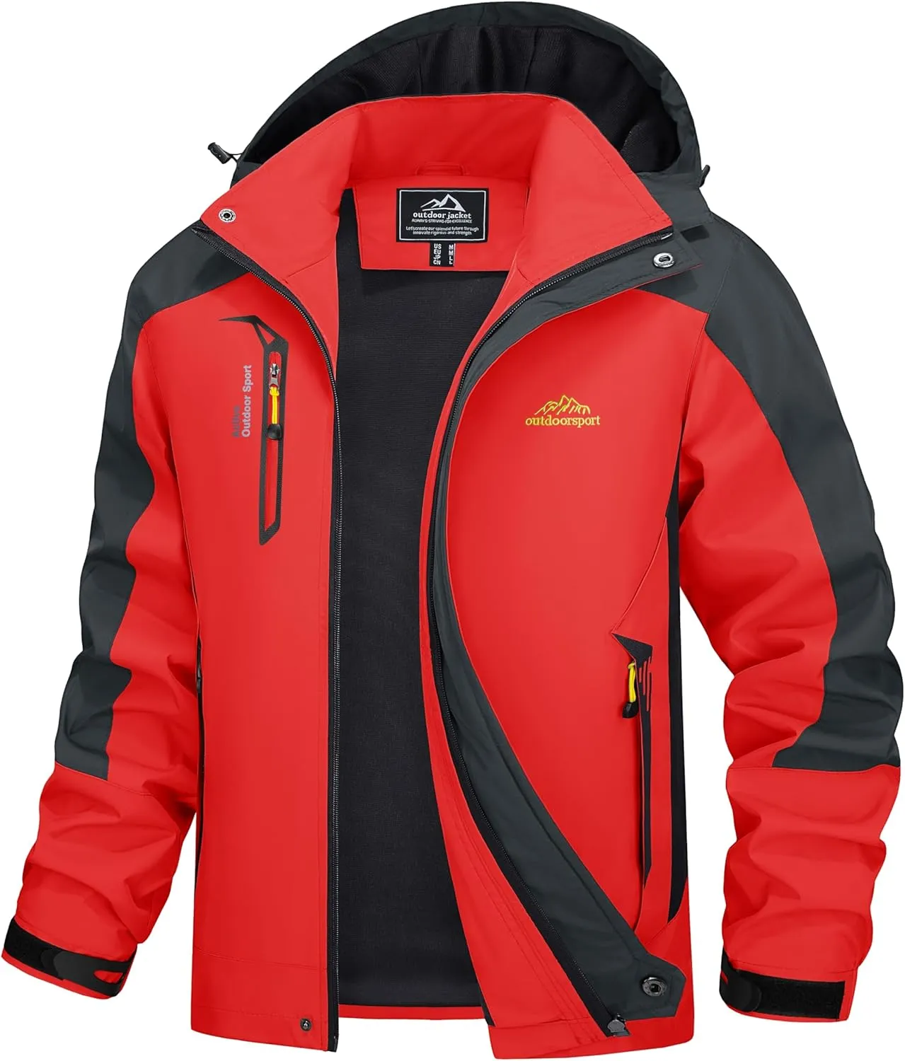 MAGCOMSEN Men's Waterproof Rain Jacket with Hood Windbreaker 4 Pockets Raincoat for Hiking Camping Fishing Travel