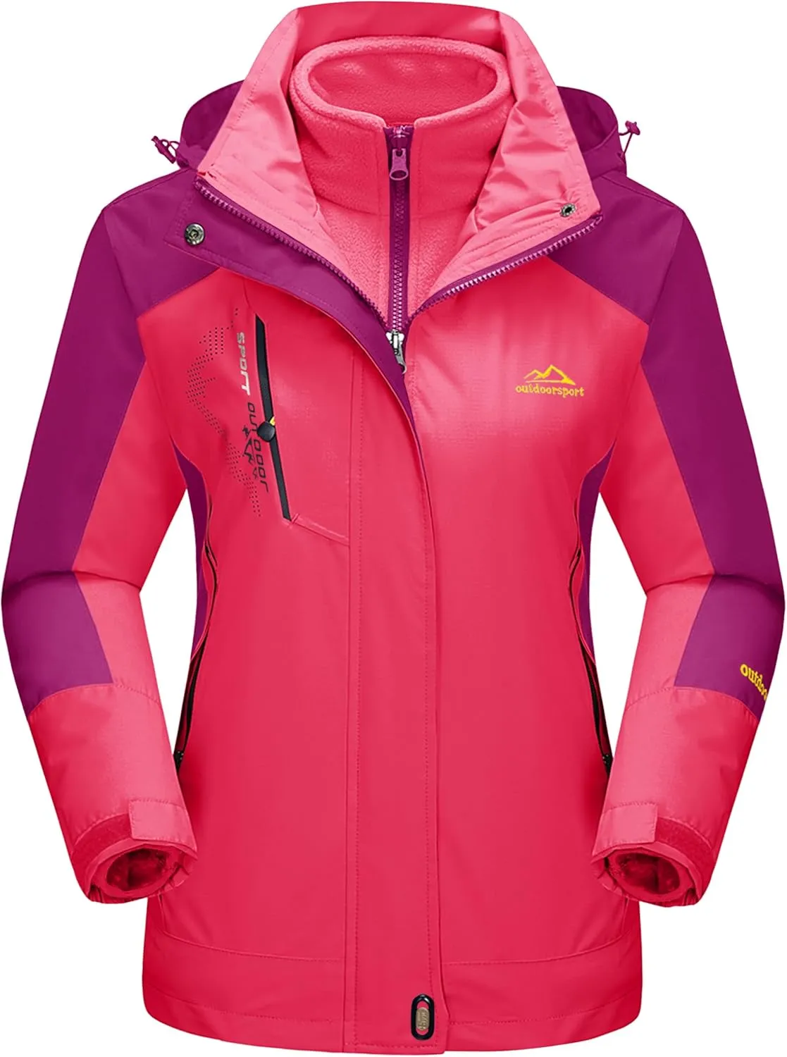 MAGCOMSEN Women's 3-in-1 Winter Coats Snow Ski Jacket Waterproof Windproof Fleece Lined Winter Jacket Parka