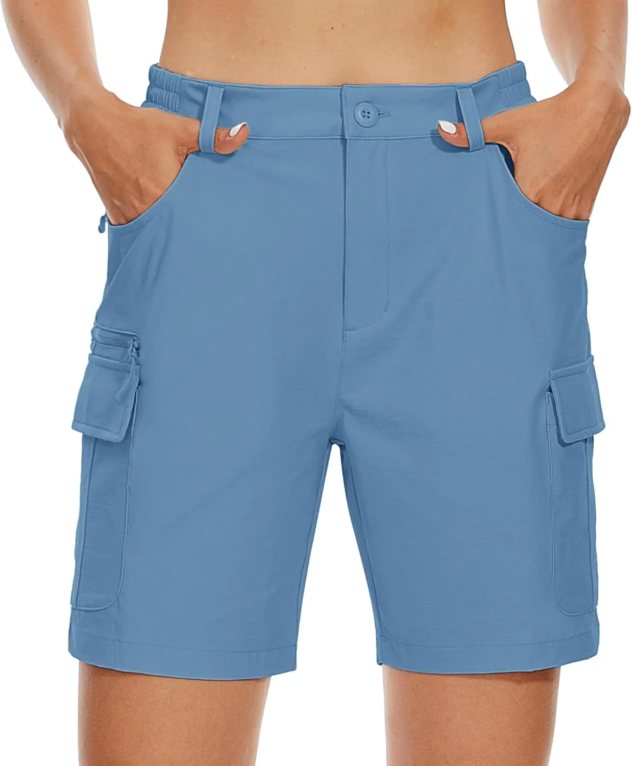 MAGCOMSEN Women's 7" Hiking Golf Shorts 6 Pockets Lightweight Quick Dry Outdoor Casual Cargo Shorts Water Resistant