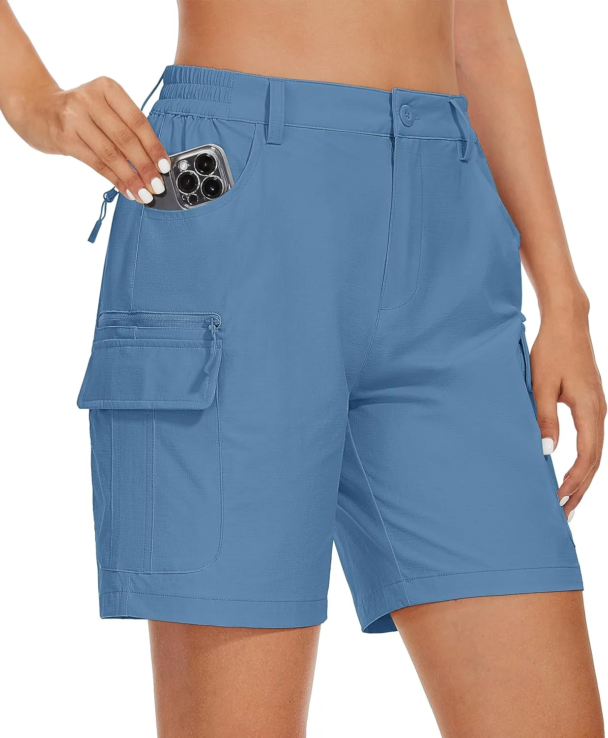 MAGCOMSEN Women's 7" Hiking Golf Shorts 6 Pockets Lightweight Quick Dry Outdoor Casual Cargo Shorts Water Resistant