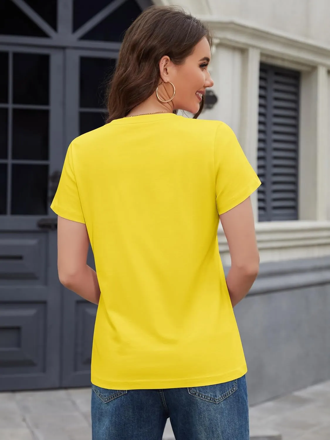 MAGCOMSEN Women's Cotton T-Shirts Short-Sleeve Shirts Crew-Neck Tops Classic-Fit Breathable Casual Summer Tees