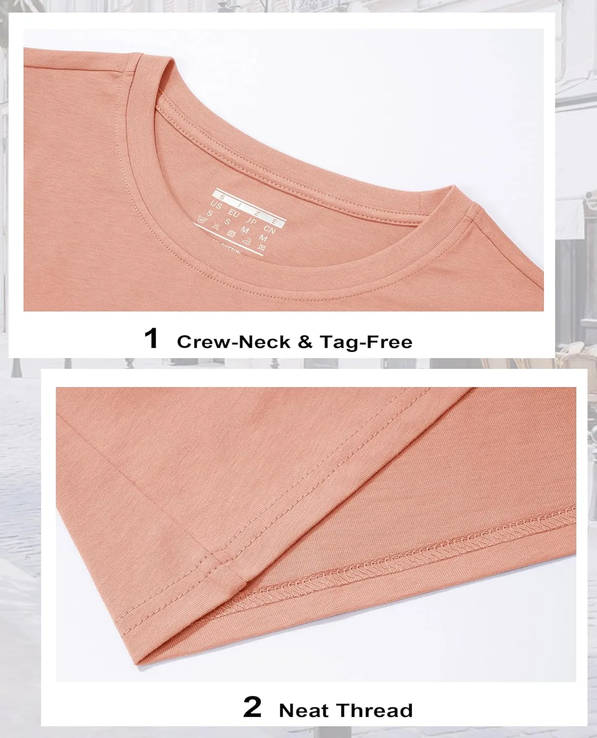 MAGCOMSEN Women's Cotton T-Shirts Short-Sleeve Shirts Crew-Neck Tops Classic-Fit Breathable Casual Summer Tees