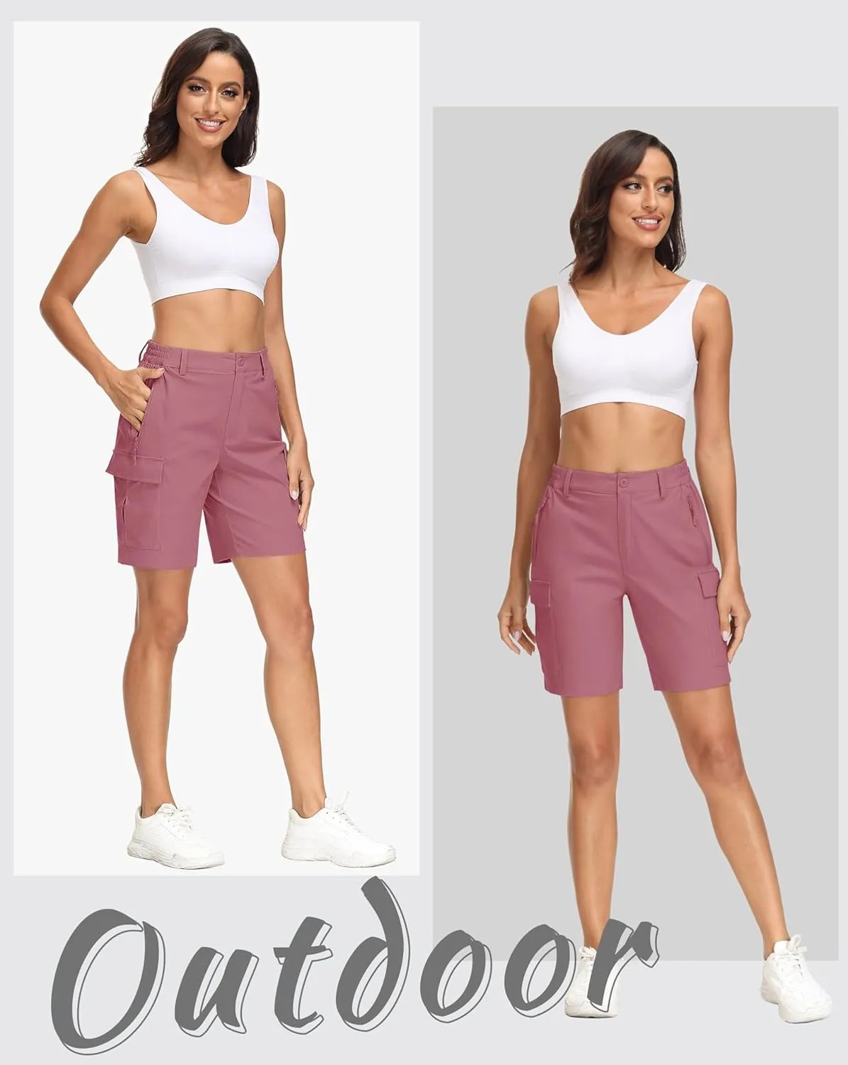 MAGCOMSEN Women's Hiking Cargo Shorts Quick Dry Lightweight 7 Inch Golf Athlectic Casual Trendy Shorts with 5 Pockets