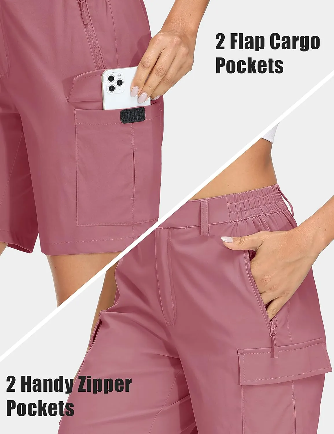MAGCOMSEN Women's Hiking Cargo Shorts Quick Dry Lightweight 7 Inch Golf Athlectic Casual Trendy Shorts with 5 Pockets