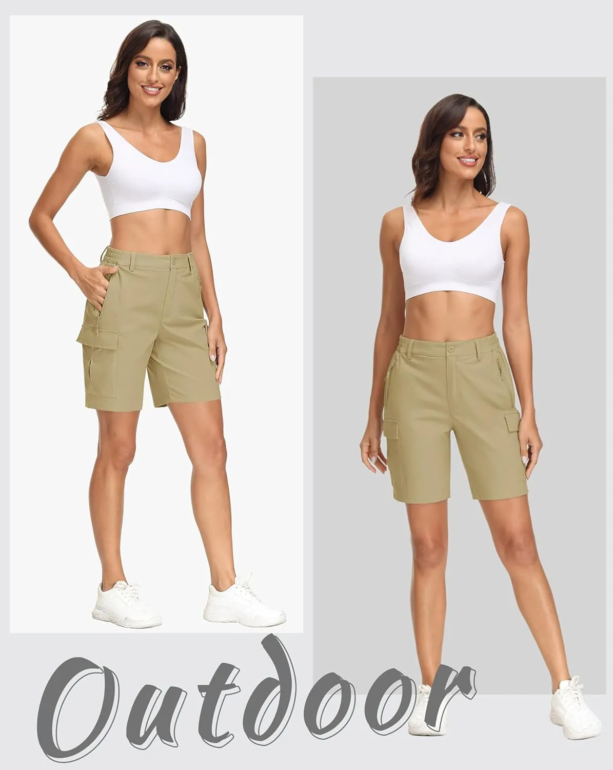 MAGCOMSEN Women's Hiking Cargo Shorts Quick Dry Lightweight 7 Inch Golf Athlectic Casual Trendy Shorts with 5 Pockets