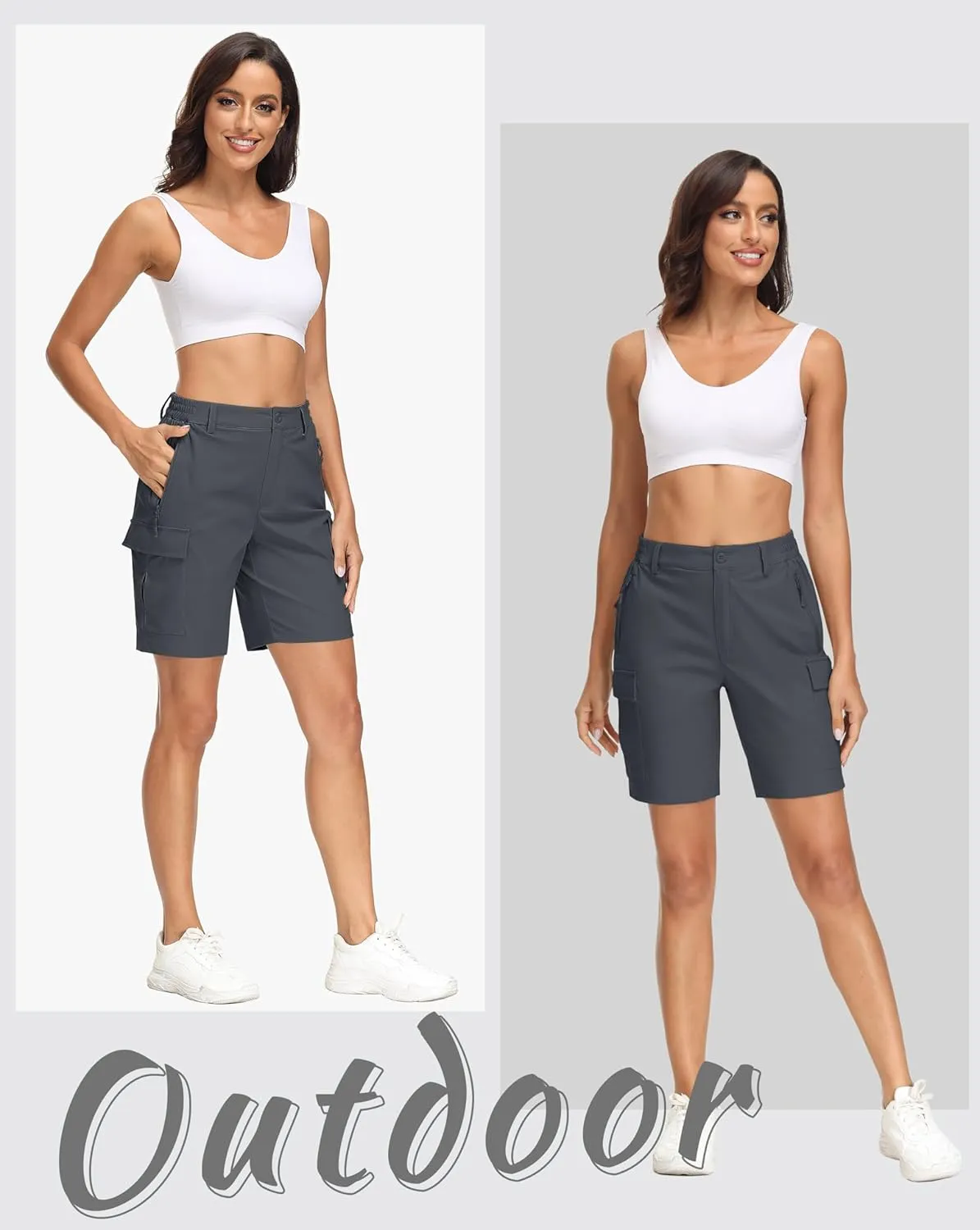 MAGCOMSEN Women's Hiking Cargo Shorts Quick Dry Lightweight 7 Inch Golf Athlectic Casual Trendy Shorts with 5 Pockets