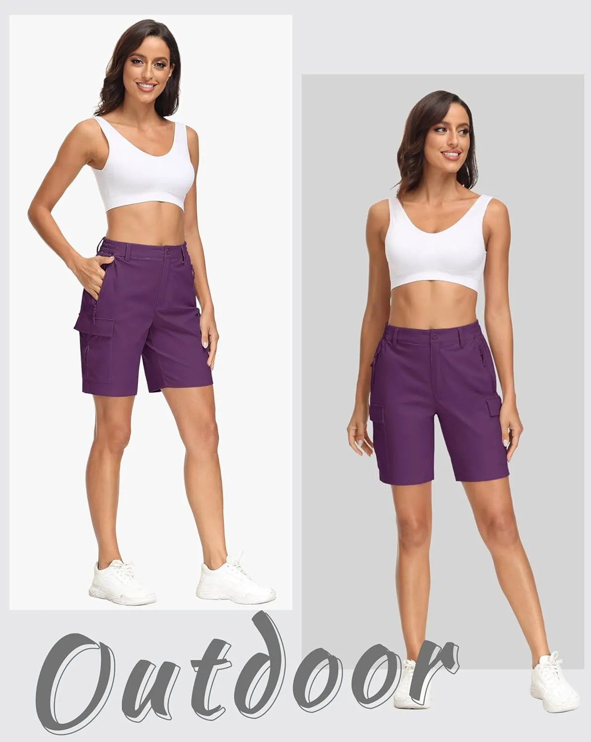 MAGCOMSEN Women's Hiking Cargo Shorts Quick Dry Lightweight 7 Inch Golf Athlectic Casual Trendy Shorts with 5 Pockets