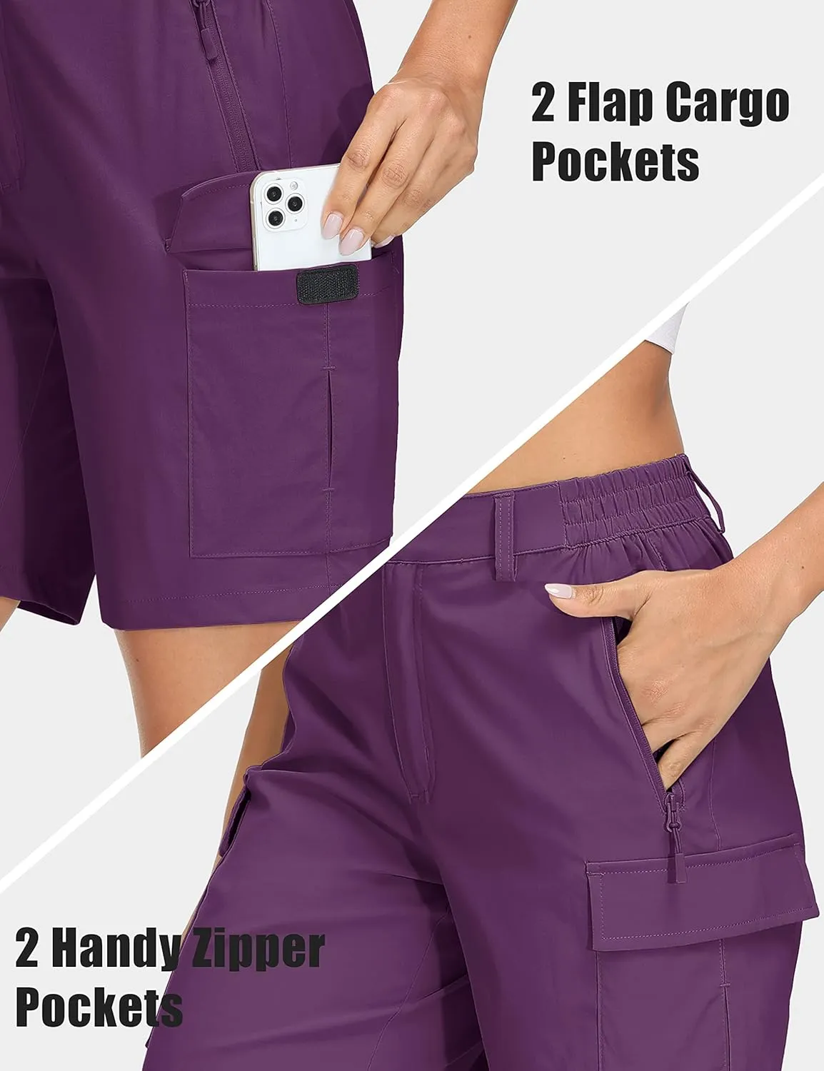 MAGCOMSEN Women's Hiking Cargo Shorts Quick Dry Lightweight 7 Inch Golf Athlectic Casual Trendy Shorts with 5 Pockets
