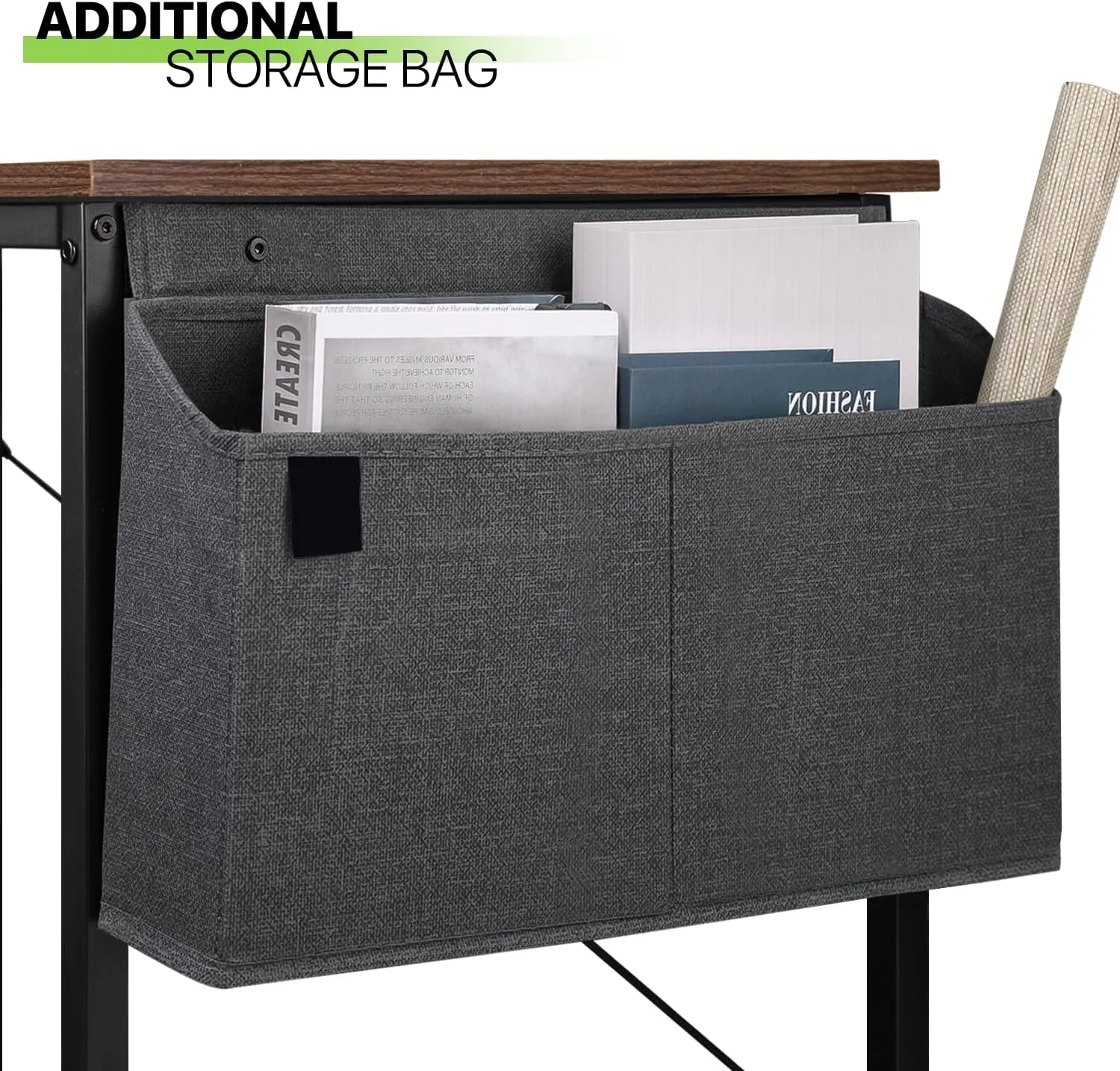 Magshion 40-Inch Computer Desk, Home Office Writing Study Desk with Storage Bag, Modern Simple Laptop Table, Brown