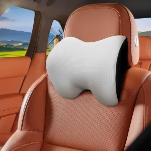 Make Comforting Car Headrest Pillow, Car Pillow for Driving with Adjustable Strap, 100% Memory Foam Neck Cushion, Breathable Removable Cover & Ergonomic Design - Car Neck Pillow(Moonlight-Silver, 1PC)