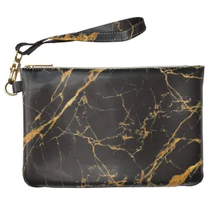 Makeup Bag 9.5 x 6 inch Basic Gold Black Strap Accessories Granite Luxury Portable Organizer Design Marble New Cosmetic Storage Print PU Leather Toiletry Zipper Travel Case Minimal Purse Pouch