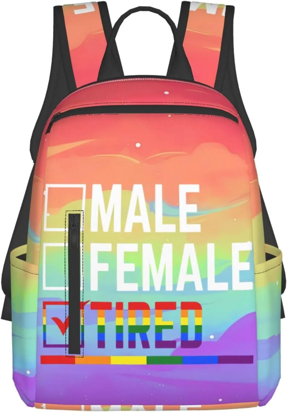 Male Female Tired LGBTQ Rainbow Gay Pride LGBT Travel Laptop Backpack Casual Backpacks Double Shoulder Daypack Notebook Rucksack Work Bags Sports Bag for Hiking Camping Beach
