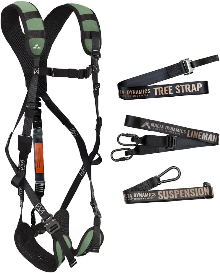 Malta Hunting Safety Youth Ultralight Safety Harness Set with Climbing Strap, Tree Strap, Deer Drag/Suspension Relief Strap