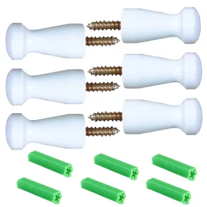Maosifang 6 Pieces Solid Wood Wall-Mount Robe Hook Coat Hook Towel Wall Hook Shaker Pegs with 6 Pieces Self-Drilling Screw,White