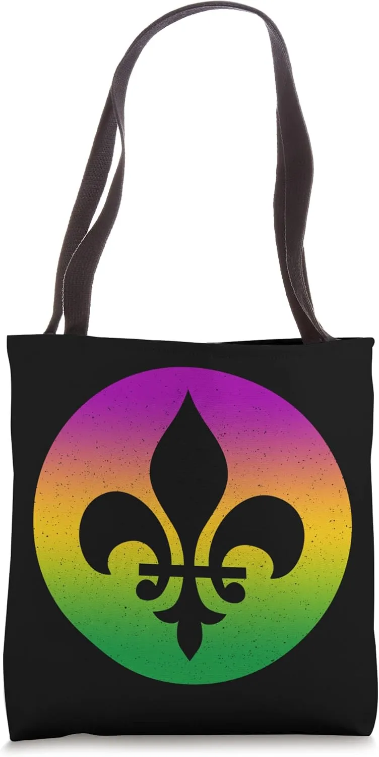 Mardi Gras Carnival Retro Sunset Fleur De Lys Cajun Festival Tote Bag