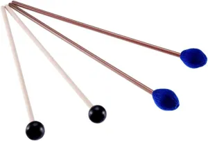 Marimba Mallets, 1 Pair Medium Blue Hard Yarn Marimba Mallets and 1 Pair Rubber Mallets Sticks with Wood Handle for Percussion Marimba Playing Glockenspiel Marimba (Style 1)