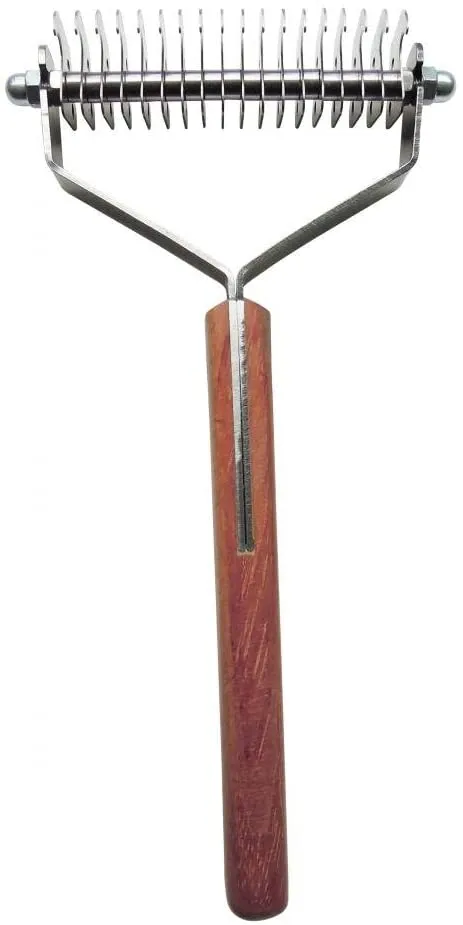 Mars Coat King Original Dematting Undercoat Grooming Rake Stripper Tool for Dogs and Cats, Stainless Steel with Wooden Handle, Made in Germany, 20-Blade