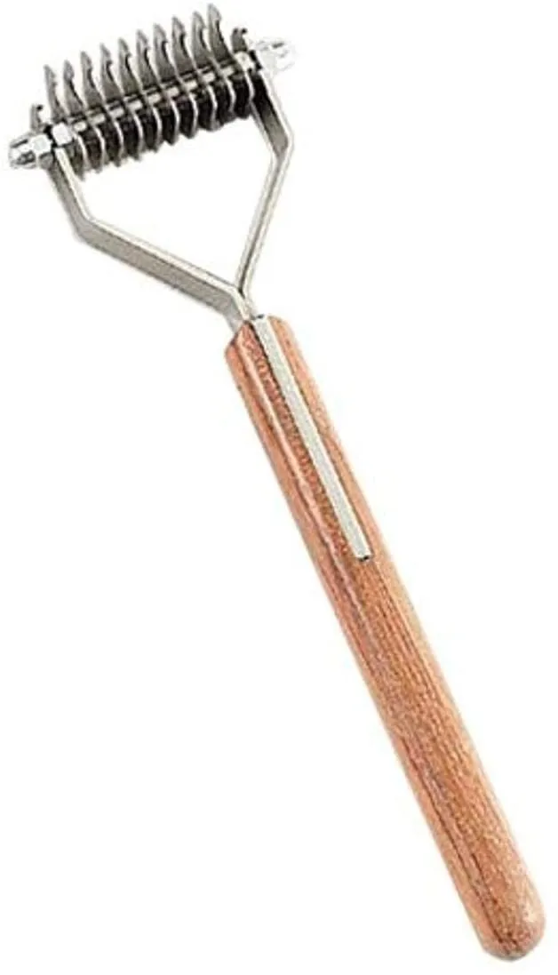 Mars Coat King Original Dematting Undercoat Grooming Rake Stripper Tool for Dogs and Cats, Stainless Steel with Wooden Handle, Made in Germany, 20-Blade