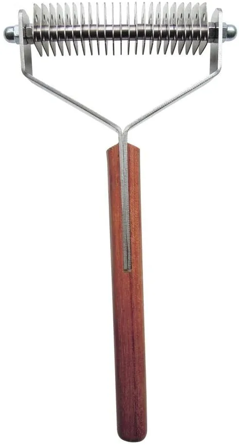 Mars Coat King Original Dematting Undercoat Grooming Rake Stripper Tool for Dogs and Cats, Stainless Steel with Wooden Handle, Made in Germany, 20-Blade