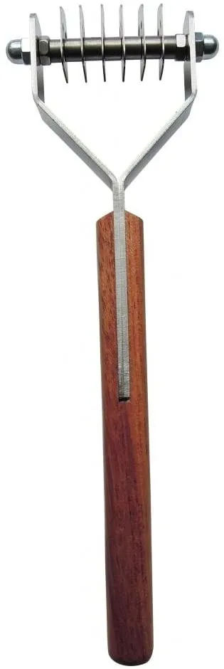 Mars Coat King Original Dematting Undercoat Grooming Rake Stripper Tool for Dogs and Cats, Stainless Steel with Wooden Handle, Made in Germany, 20-Blade