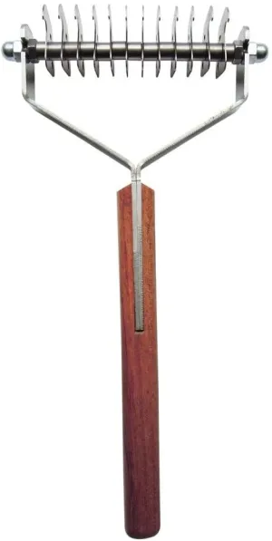 Mars Coat King Original Dematting Undercoat Grooming Rake Stripper Tool for Dogs and Cats, Stainless Steel with Wooden Handle, Made in Germany, 20-Blade