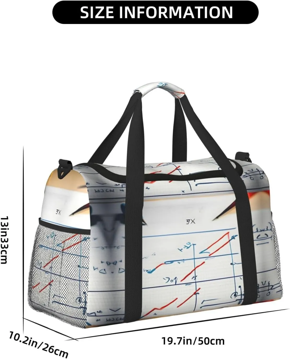 Math Formula Travel Duffel Bag With Zippers And Handles, Big Foldable Duffle Bag For Family Vacations