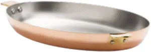 Mauviel Art Deco Copper Oval Pan With Brass Handles, 13.8-In, Made In France
