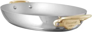 Mauviel M'Cook B Stainless Steel Oval Pan With Brass Handles, 13.8-in, Made In France