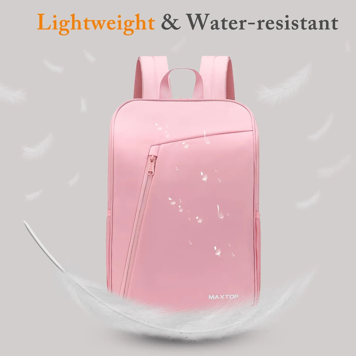 MAXTOP Laptop Backpack College Travel Backpacks with USB Charging Port Water-Resistant Business Computer Bookbag for Men Women 15.6 Inch Laptop Pink