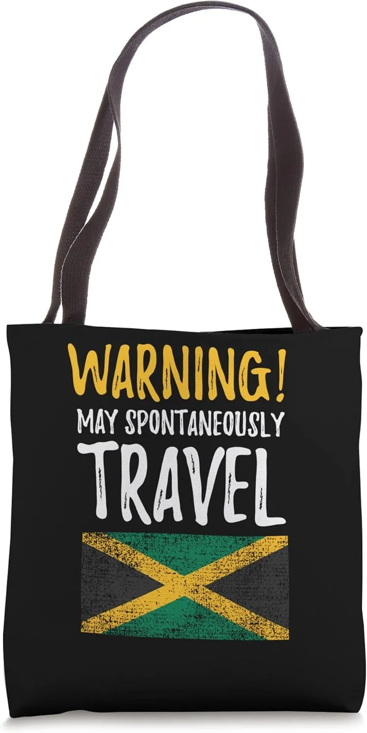 May Spontaneously Travel Jamaica Jamaican Flag Tote Bag