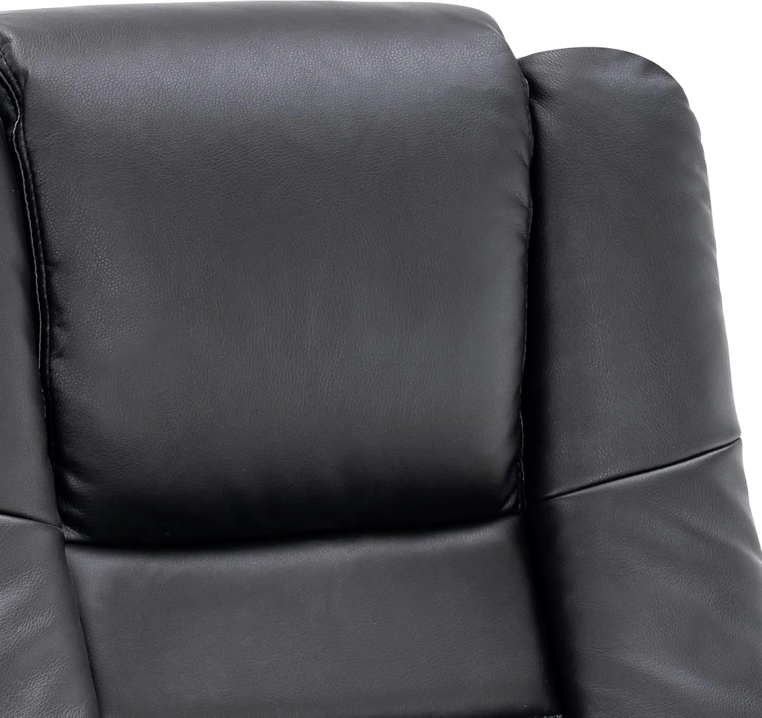 MCombo Swivel Recliner with Ottoman, TV Chair Sets with Vibration Massage, for Small Space Living Room Bedroom 9096 (Faux Leather, Black)