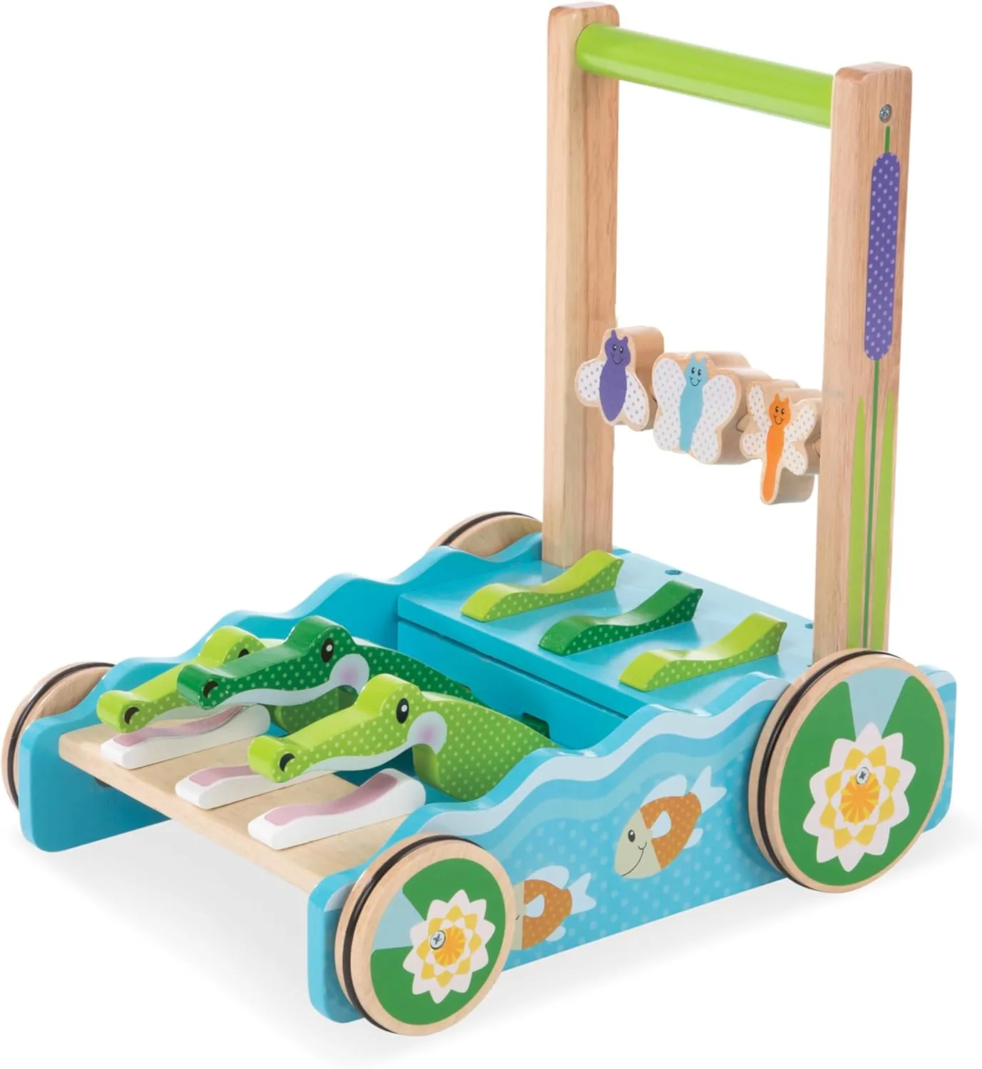 Melissa & Doug First Play Chomp and Clack Alligator Wooden Push Toy and Activity Walker - Pretend Play Developmental Baby Push Walker Toy For Toddlers Ages 1 , 1 EA