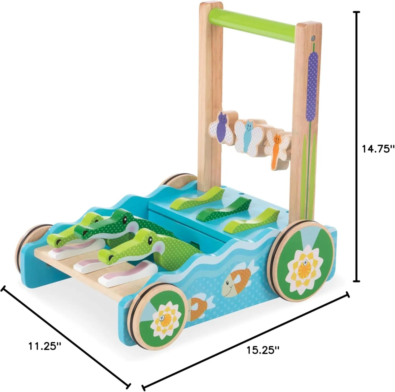 Melissa & Doug First Play Chomp and Clack Alligator Wooden Push Toy and Activity Walker - Pretend Play Developmental Baby Push Walker Toy For Toddlers Ages 1 , 1 EA