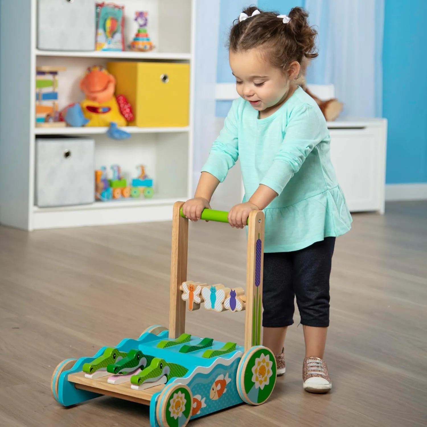 Melissa & Doug First Play Chomp and Clack Alligator Wooden Push Toy and Activity Walker - Pretend Play Developmental Baby Push Walker Toy For Toddlers Ages 1 , 1 EA