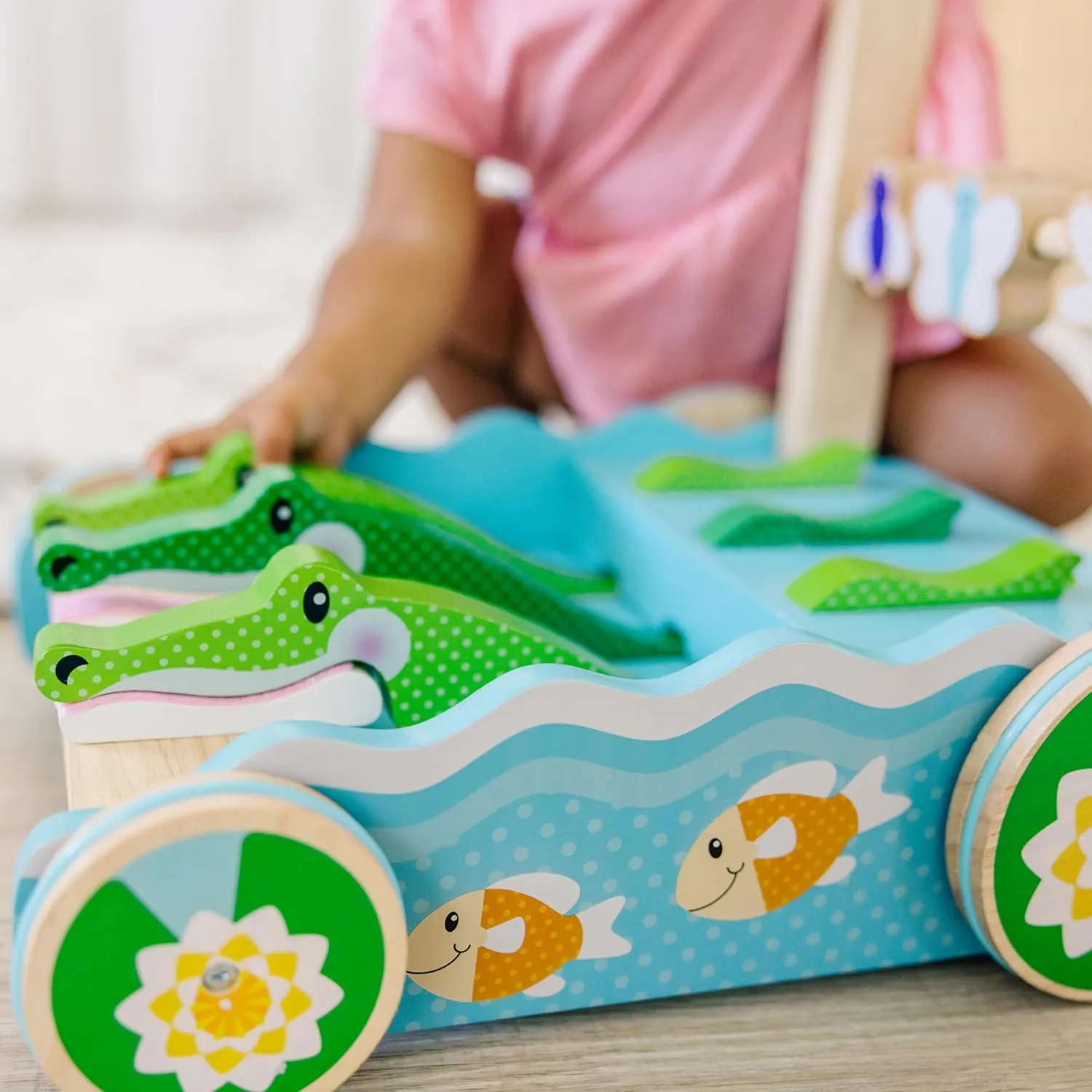 Melissa & Doug First Play Chomp and Clack Alligator Wooden Push Toy and Activity Walker - Pretend Play Developmental Baby Push Walker Toy For Toddlers Ages 1 , 1 EA