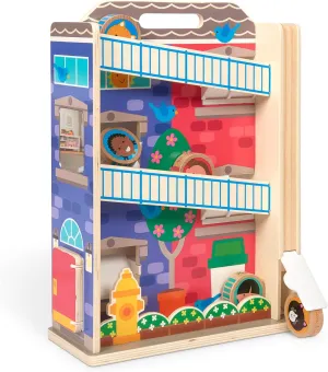 Melissa & Doug GO Tots Wooden Town House Tumble with 6 Disks - FSC Certified