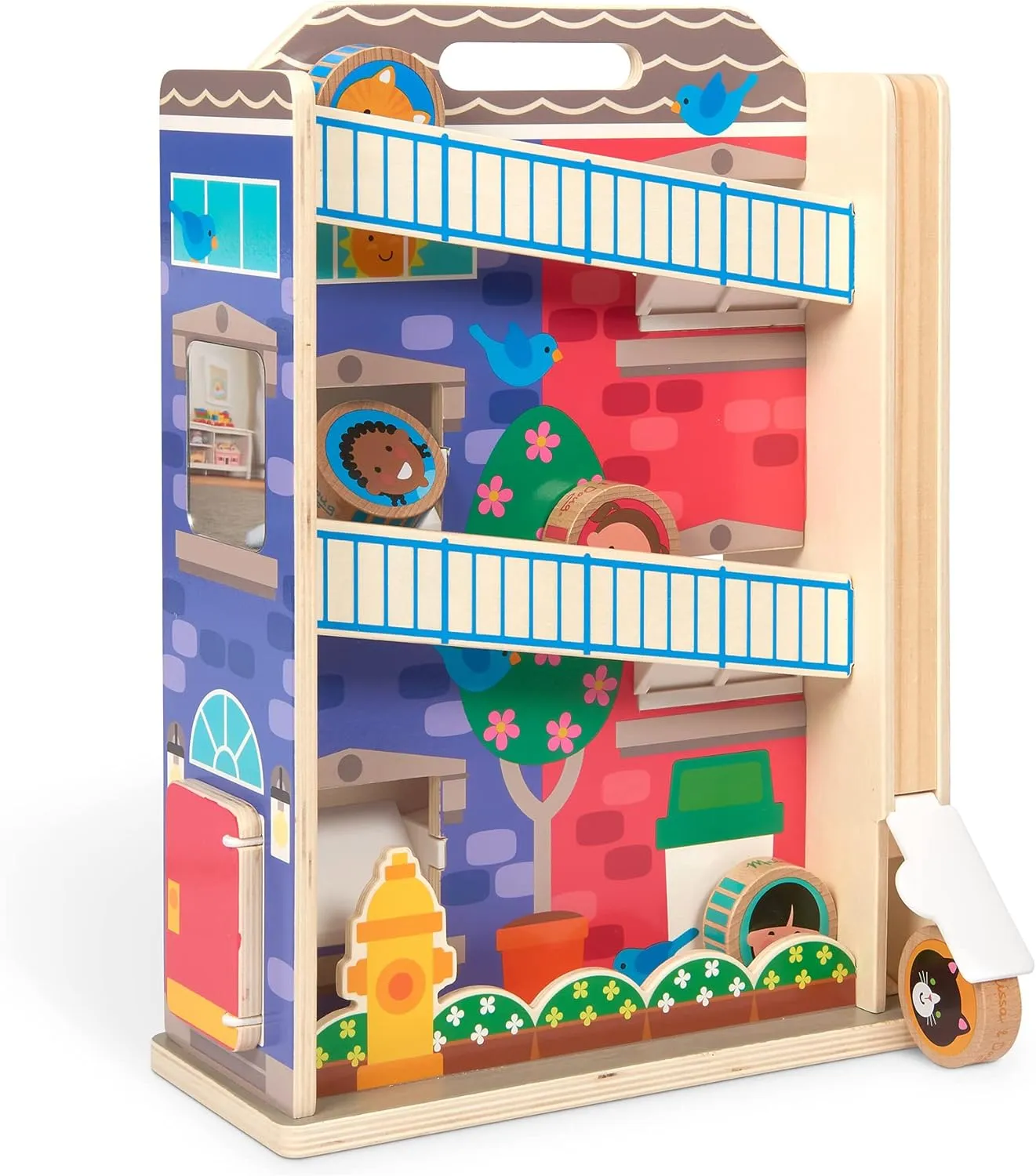 Melissa & Doug GO Tots Wooden Town House Tumble with 6 Disks - FSC Certified