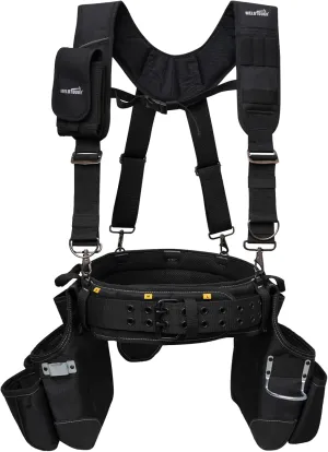 MELOTOUGH Tool Belt with Suspenders Tool Bag Supenders Framers Comb Apron Tool Belt Construction Tool Pouch Builder Heavy Duty Carpenter Suspension Rig for Electrician, Roofing,Contractor