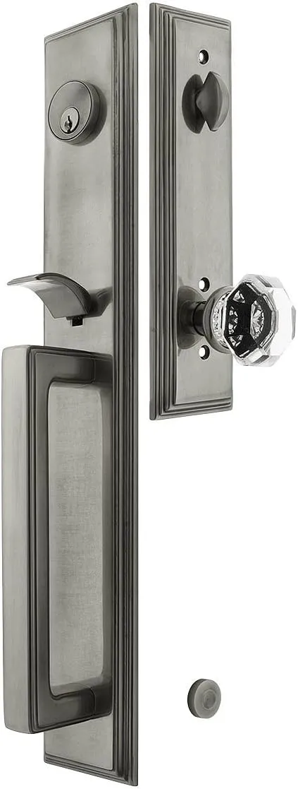 Melrose Style Tubular Handleset in Antique Pewter with Old Town Knobs and 2 3/8" Backset. Antique Handles.