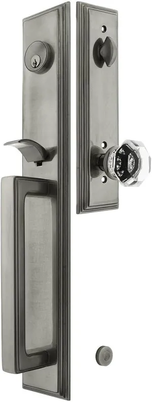 Melrose Style Tubular Handleset in Antique Pewter with Old Town Knobs and 2 3/8" Backset. Antique Handles.